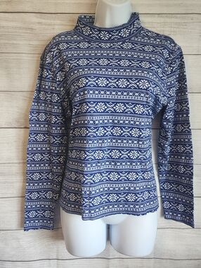 Studio Works Large Petite blue winter long sleeve knit top